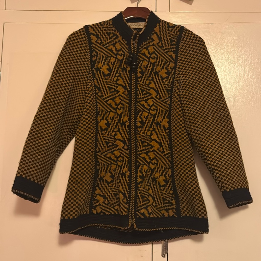Vintage full zip sweater | Black & Gold | Small